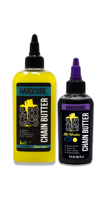 Hardcore Chain Butter Bundle chain, butter, all, weather, wet, bike, bicycle, conditions, lube, hardcore, best, lubrication, gravel, dust, dirt, cleaner, oil, quite, squeak