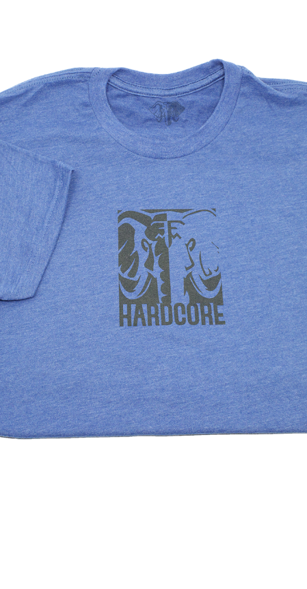 Hardcore T-Shirt, Blue & Gray shirt, elephant, hardcore, tshirt, t-shirt, gray, blue, cotton, polyester